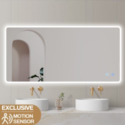 1500x750mm Rectangle LED Mirror with Motion Sensor Auto On Demister Touch Switch 3 Colours Lighting 1500x750mm Rectangle LED Mirror with Motion Sensor Auto On Demister Touch Switch 3 Colours Lighting