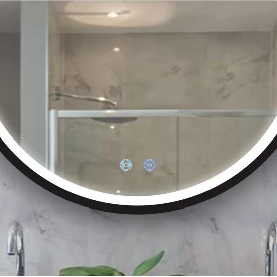 600x600x40mm Round Bathroom LED Mirror With Motion Sensor Auto On Demister Touch Sensor Switch Wall Mounted