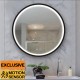 600x600x40mm Round Bathroom LED Mirror With Motion Sensor Auto On Demister Touch Sensor Switch Wall Mounted