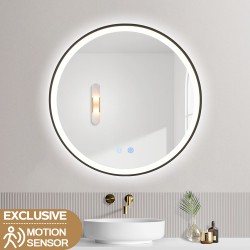 600x600x40mm Round Bathroom LED Mirror With Motion Sensor Auto On Demister Touch Sensor Switch Wall Mounted 600x600x40mm Round Bathroom LED Mirror With Motion Sensor Auto On Demister Touch Sensor Switch Wall Mounted