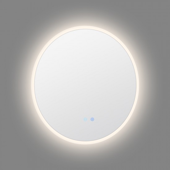 600mm Round LED Wall Mirror with Motion Sensor Auto On Dimister Touch Switch 3 Colours Lighting on 20mm Rim