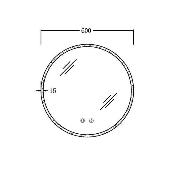 600mm Round LED Wall Mirror with Motion Sensor Auto On Dimister Touch Switch 3 Colours Lighting on 20mm Rim