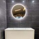 600mm Round LED Wall Mirror with Motion Sensor Auto On Dimister Touch Switch 3 Colours Lighting on 20mm Rim