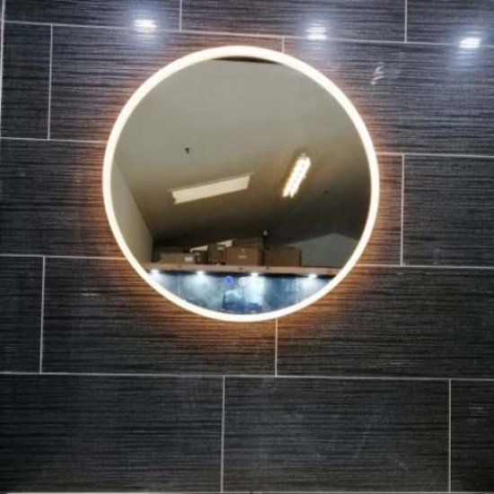 900mm Round LED Wall Mirror with Motion Sensor Auto On Demister Touch Switch 3 Colours Lighting on 20mm Rim