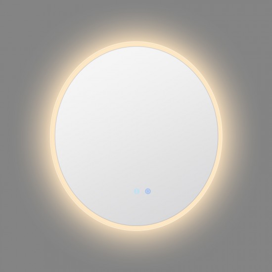 700mm Round LED Wall Mirror with Motion Sensor Auto On Dimister Touch Switch 3 Colours Lighting on 20mm Rim