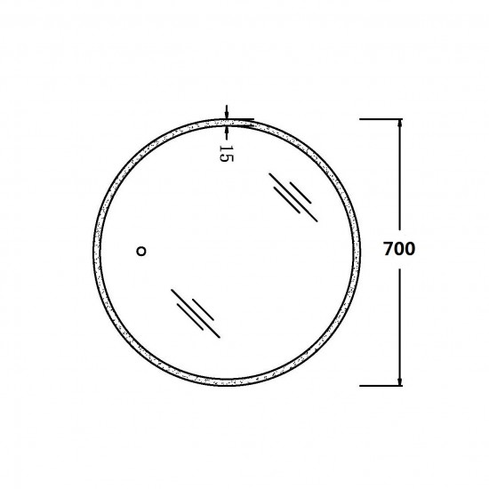 700mm Round LED Wall Mirror with Dimister Touch Switch 3 Colours Lighting on 20mm Rim