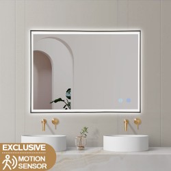 750x600x40mm Rectangle LED Mirror with Motion Sensor Auto On Demister Touch Sensor Switch Wall Mounted Horizontal or Vertically 750x600x40mm Rectangle LED Mirror with Motion Sensor Auto On Demister Touch Sensor Switch Wall Mounted Horizontal or Vertically