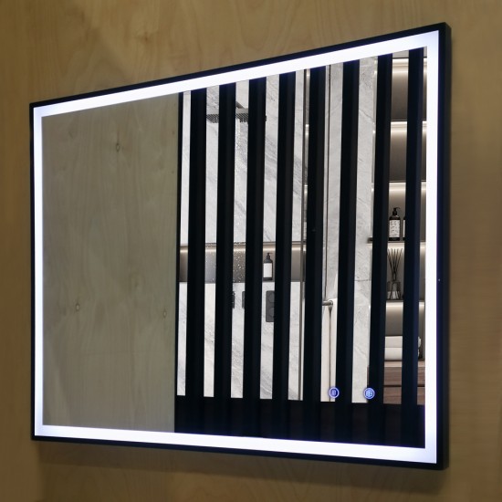 750x600x40mm Rectangle LED Mirror with Motion Sensor Auto On Demister Touch Sensor Switch Wall Mounted Horizontal or Vertically