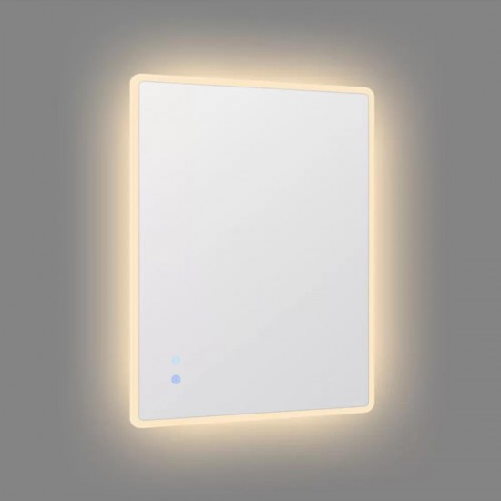 750x600mm Rectangle LED Mirror with Motion Sensor Auto On Demister Touch Switch 3 Colours Lighting on Rim Frameless PC Lampshade