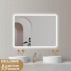 750x600mm Rectangle LED Mirror with Motion Sensor Auto On Demister Touch Switch 3 Colours Lighting on Rim Frameless PC Lampshade 750x600mm Rectangle LED Mirror with Motion Sensor Auto On Demister Touch Switch 3 Colours Lighting on Rim Frameless PC Lampshade
