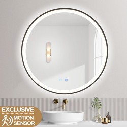 900x900x40mm Round Bathroom LED Mirror with Motion Sensor Auto On Demister Touch Sensor Switch Wall Mounted 900x900x40mm Round Bathroom LED Mirror with Motion Sensor Auto On Demister Touch Sensor Switch Wall Mounted