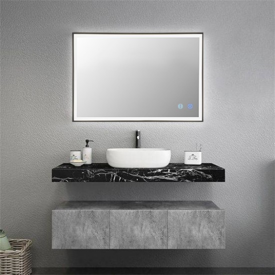 900x750x40mm Rectangle LED Mirror with Motion Sensor Auto On Demister Touch Sensor Switch Wall Mounted Horizontal or Vertically