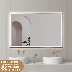 900x750x40mm Rectangle LED Mirror with Motion Sensor Auto On Demister Touch Sensor Switch Wall Mounted Horizontal or Vertically 900x750x40mm Rectangle LED Mirror with Motion Sensor Auto On Demister Touch Sensor Switch Wall Mounted Horizontal or Vertically