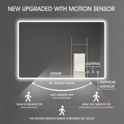 900x750mm Rectangle LED Mirror with Motion Sensor Auto On Demister 3 Colours Lighting on Rim Frameless 900x750mm Rectangle LED Mirror with Motion Sensor Auto On Demister 3 Colours Lighting on Rim Frameless