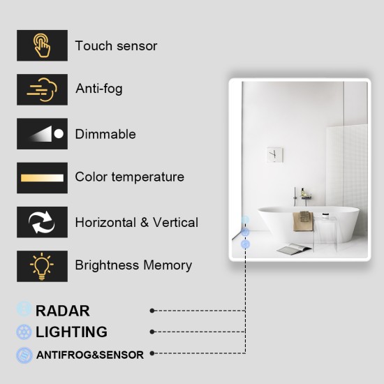 900x750mm Rectangle LED Mirror with Motion Sensor Auto On Demister 3 Colours Lighting on Rim Frameless 900x750mm Rectangle LED Mirror with Motion Sensor Auto On Demister 3 Colours Lighting on Rim Frameless