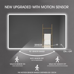 900x750mm Rectangle LED Mirror with Motion Sensor Auto On Demister 3 Colours Lighting on Rim Frameless 900x750mm Rectangle LED Mirror with Motion Sensor Auto On Demister 3 Colours Lighting on Rim Frameless