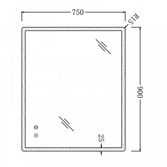 900x750mm Rectangle LED Mirror with Motion Sensor Auto On Demister 3 Colours Lighting on Rim Frameless