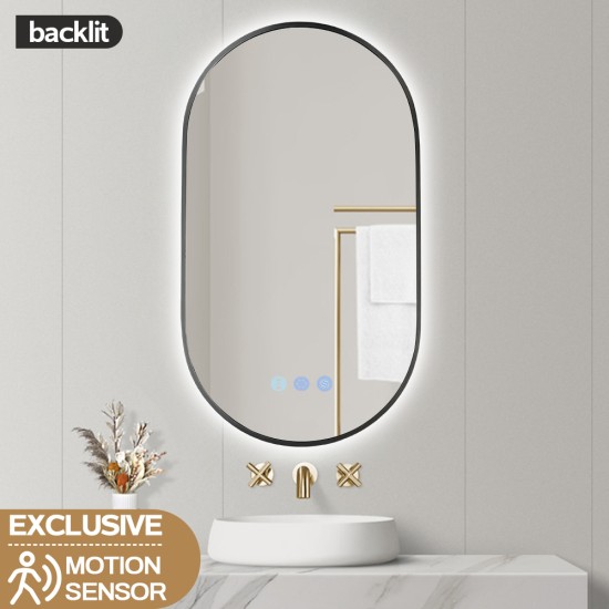 500x900mm Backlit Gunmetal Grey Frame Oval Led Mirror Oblong Racetrack Motion Sensor Auto On 500x900mm Backlit Gunmetal Grey Frame Oval Led Mirror Oblong Racetrack Motion Sensor Auto On