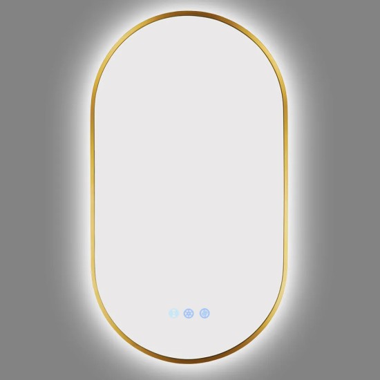 500x900mm Backlit Brushed Yellow Gold Frame Led Mirror Oblong Racetrack Motion Sensor Auto Switch 500x900mm Backlit Brushed Yellow Gold Frame Led Mirror Oblong Racetrack Motion Sensor Auto Switch