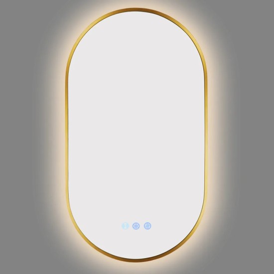 500x900mm Backlit Brushed Yellow Gold Frame Led Mirror Oblong Racetrack Motion Sensor Auto Switch 500x900mm Backlit Brushed Yellow Gold Frame Led Mirror Oblong Racetrack Motion Sensor Auto Switch