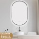 600x900mm Backlit Gunmetal Grey Frame Oval Led Mirror Oblong Racetrack Motion Sensor Auto On