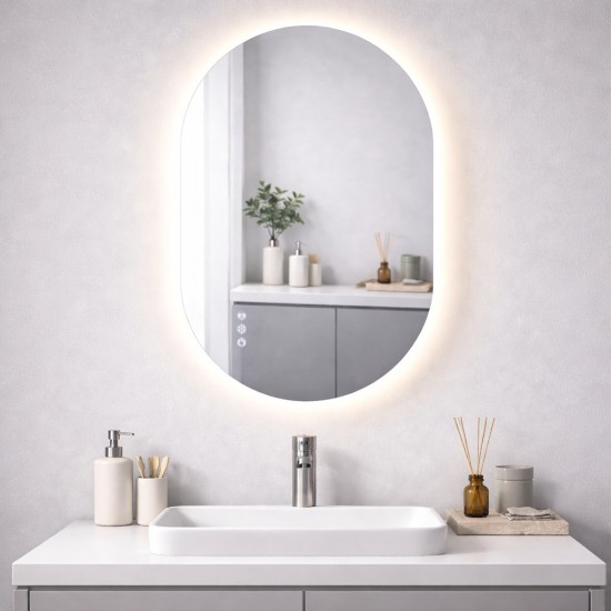 600x900mm Backlit Led Mirror Oblong Racetrack Motion Sensor Demister Touch Sensor Switch