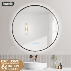 900mm Backlit Gunmetal Grey Frame Round LED Mirror with Motion Sensor Auto On 900mm Backlit Gunmetal Grey Frame Round LED Mirror with Motion Sensor Auto On