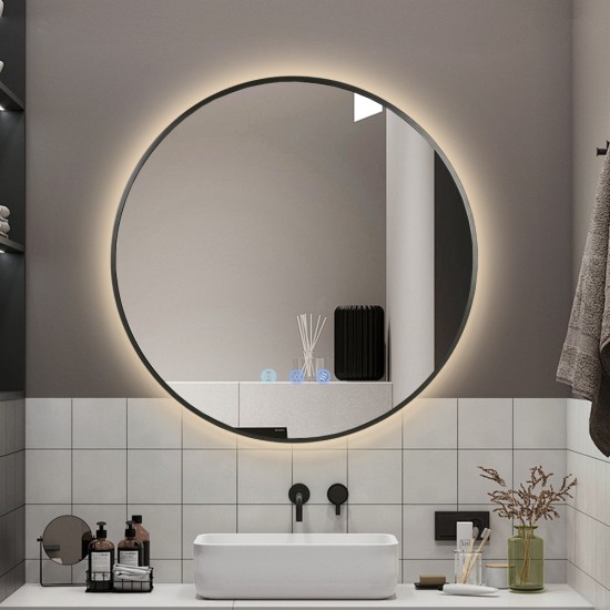 700mm Backlit Gunmetal Grey Frame Round LED Mirror with Motion Sensor Auto On 700mm Backlit Gunmetal Grey Frame Round LED Mirror with Motion Sensor Auto On