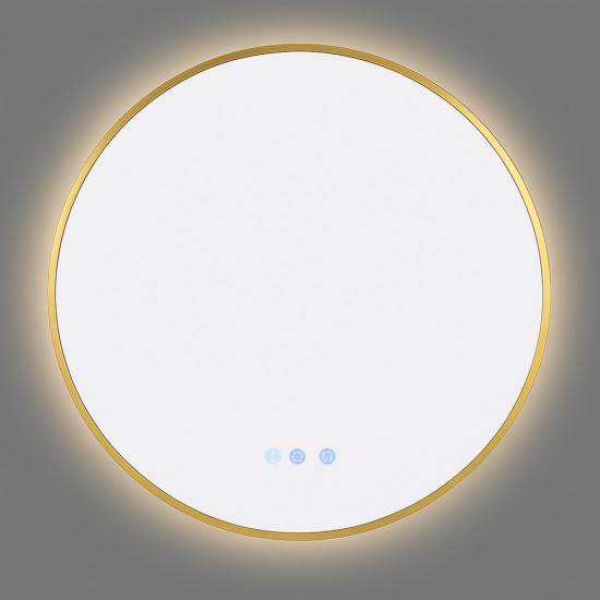900mm Backlit Yellow Gold Frame Round LED Mirror with Motion Sensor Switch 900mm Backlit Yellow Gold Frame Round LED Mirror with Motion Sensor Switch