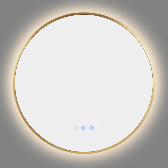 900mm Backlit Yellow Gold Frame Round LED Mirror with Motion Sensor Switch 900mm Backlit Yellow Gold Frame Round LED Mirror with Motion Sensor Switch