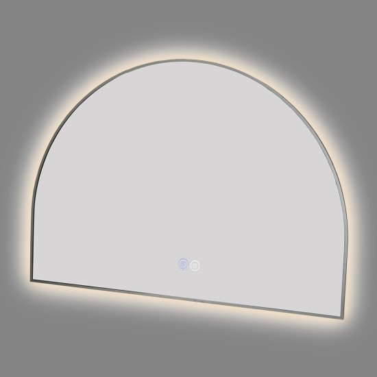 1200x850mm Backlit Gunmetal Grey Frame Arched LED Wall Mirror Demister Function 1200x850mm Backlit Gunmetal Grey Frame Arched LED Wall Mirror Demister Function
