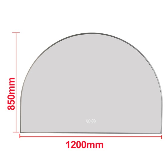 1200x850mm Backlit Gunmetal Grey Frame Arched LED Wall Mirror Demister Function 1200x850mm Backlit Gunmetal Grey Frame Arched LED Wall Mirror Demister Function