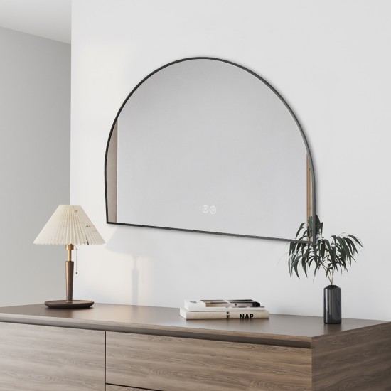 1200x850mm Backlit Gunmetal Grey Frame Arched LED Wall Mirror Demister Function 1200x850mm Backlit Gunmetal Grey Frame Arched LED Wall Mirror Demister Function
