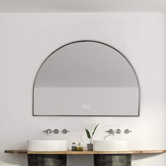 1200x850mm Backlit Gunmetal Grey Frame Arched LED Wall Mirror Demister Function 1200x850mm Backlit Gunmetal Grey Frame Arched LED Wall Mirror Demister Function