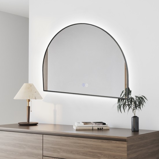 1200x850mm Backlit Gunmetal Grey Frame Arched LED Wall Mirror Demister Function 1200x850mm Backlit Gunmetal Grey Frame Arched LED Wall Mirror Demister Function