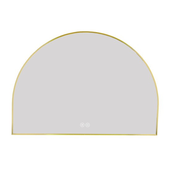 1200x850mm Backlit Brushed Yellow Gold Frame Arched LED Wall Mirror Demister 1200x850mm Backlit Brushed Yellow Gold Frame Arched LED Wall Mirror Demister