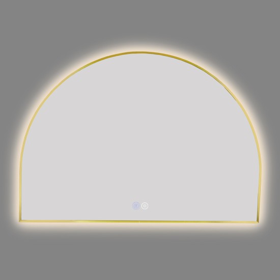 1200x850mm Backlit Brushed Yellow Gold Frame Arched LED Wall Mirror Demister 1200x850mm Backlit Brushed Yellow Gold Frame Arched LED Wall Mirror Demister