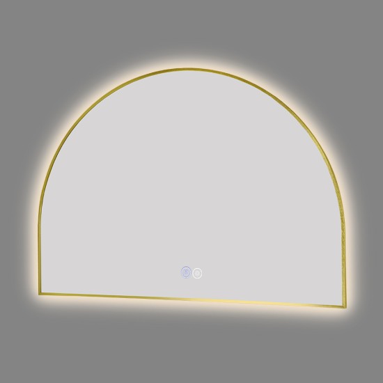 1200x850mm Backlit Brushed Yellow Gold Frame Arched LED Wall Mirror Demister 1200x850mm Backlit Brushed Yellow Gold Frame Arched LED Wall Mirror Demister
