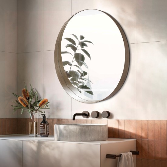 900mm Round Bathroom Vanity Decor MDF Frame Wall Mirror 2 Bracket Storage Shelf Half Moon Border 900mm Round Bathroom Vanity Decor MDF Frame Wall Mirror 2 Bracket Storage Shelf Half Moon Border