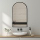500x900x20mm Black Aluminum Framed Arched Bathroom Wall Mirror with Brackets