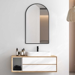 500x900x20mm Black Aluminum Framed Arched Bathroom Wall Mirror with Brackets 500x900x20mm Black Aluminum Framed Arched Bathroom Wall Mirror with Brackets