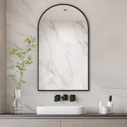 500x900x20mm Black Aluminum Framed Arched Bathroom Wall Mirror with Brackets 500x900x20mm Black Aluminum Framed Arched Bathroom Wall Mirror with Brackets