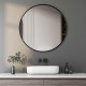 700x700x20mm Black Aluminum Framed Round Bathroom Wall Mirror with Brackets