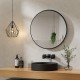 700x700x20mm Black Aluminum Framed Round Bathroom Wall Mirror with Brackets