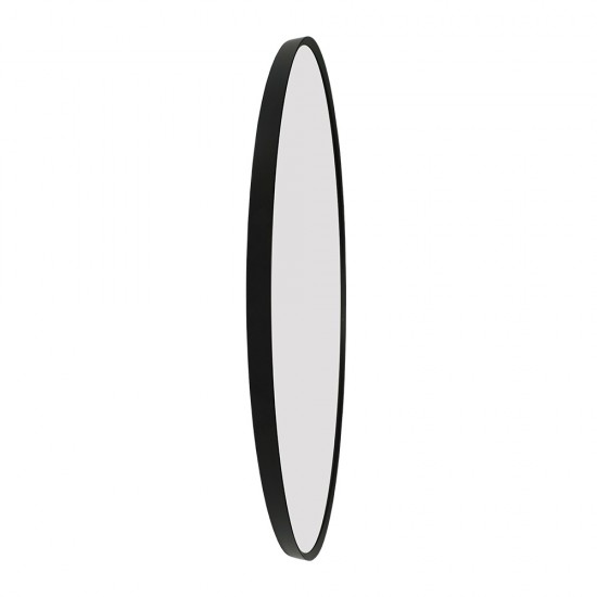 700x700x20mm Black Aluminum Framed Round Bathroom Wall Mirror with Brackets