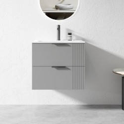 AU 600x460x860mm Grey Wall Hung Plywood Vanity with Ceramic Basin AU 600x460x860mm Grey Wall Hung Plywood Vanity with Ceramic Basin