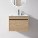 BC13 600X460X460MM PLYWOOD WALL HUNG VANITY - LIGHT OAK WITH CERAMIC TOP