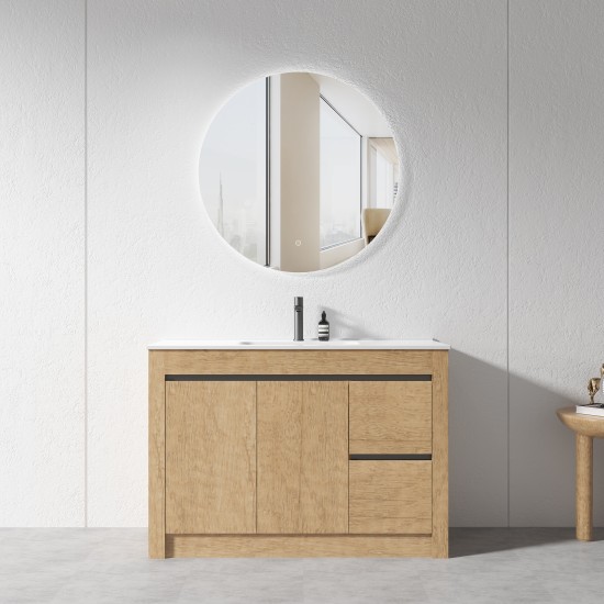 BC7 1200mmx460mmx850mm Plywood Floor Standing Vanity with Ceramic Single Basin