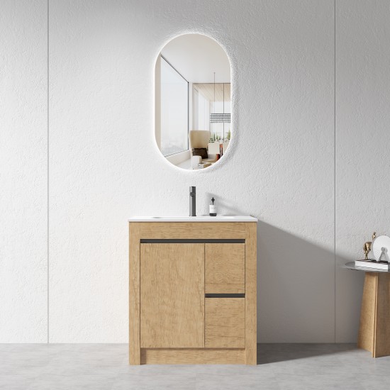 BC7 750mmx460mmx850mm Plywood Floor Standing Vanity with Ceramic Basin