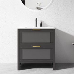BS 750x460x860mm Black Floor Standing Vanity with Ceramic Basin BS 750x460x860mm Black Floor Standing Vanity with Ceramic Basin